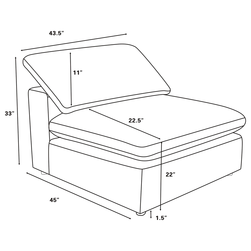 Pemberly Row Set of 2 Boucle Upholstered Armless Chairs in Ivory