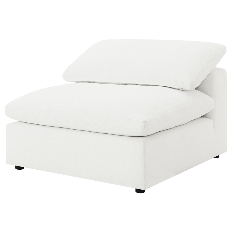 Pemberly Row Set of 2 Boucle Upholstered Armless Chairs in Ivory