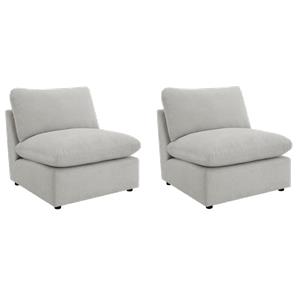 Pemberly Row Set of 2 Contemporary Modular Armless Chairs in Grey
