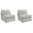 Pemberly Row Set of 2 Contemporary Modular Armless Chairs in Grey