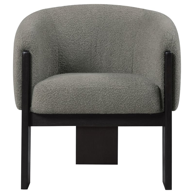 Pemberly Row Set of 2 Boucle Upholstered Barrel Back Accent Chairs in Brown