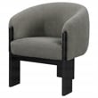 Pemberly Row Set of 2 Boucle Upholstered Barrel Back Accent Chairs in Brown
