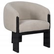 Pemberly Row Set of 2 Boucle Upholstered Barrel Back Accent Chairs in Beige