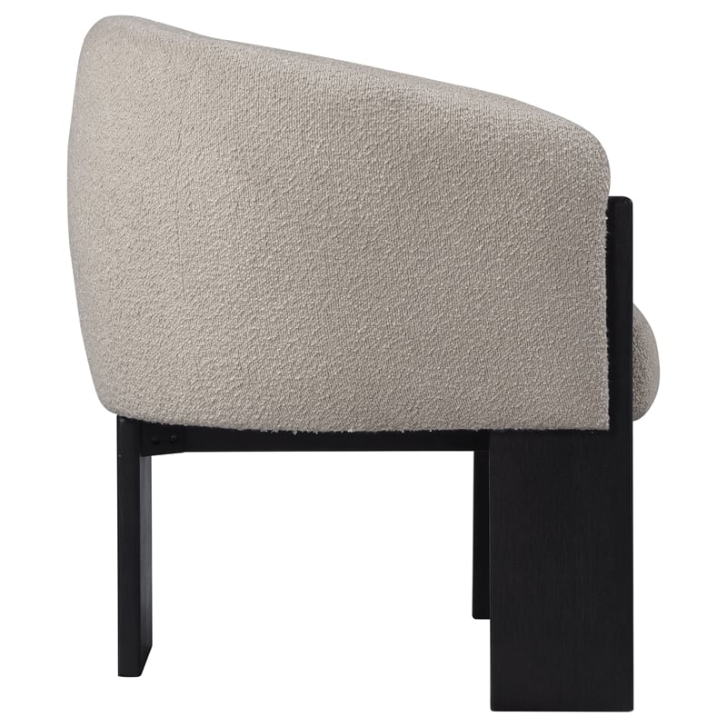 Pemberly Row Set of 2 Boucle Upholstered Barrel Back Accent Chairs in Beige