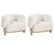 Pemberly Row Set of 2 Upholstered Barrel Back Accent Chairs in Ivory