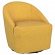 Pemberly Row Set of 2 Upholstered Barrel Accent Swivel Chairs in Mustard Yellow