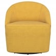 Pemberly Row Set of 2 Upholstered Barrel Accent Swivel Chairs in Mustard Yellow
