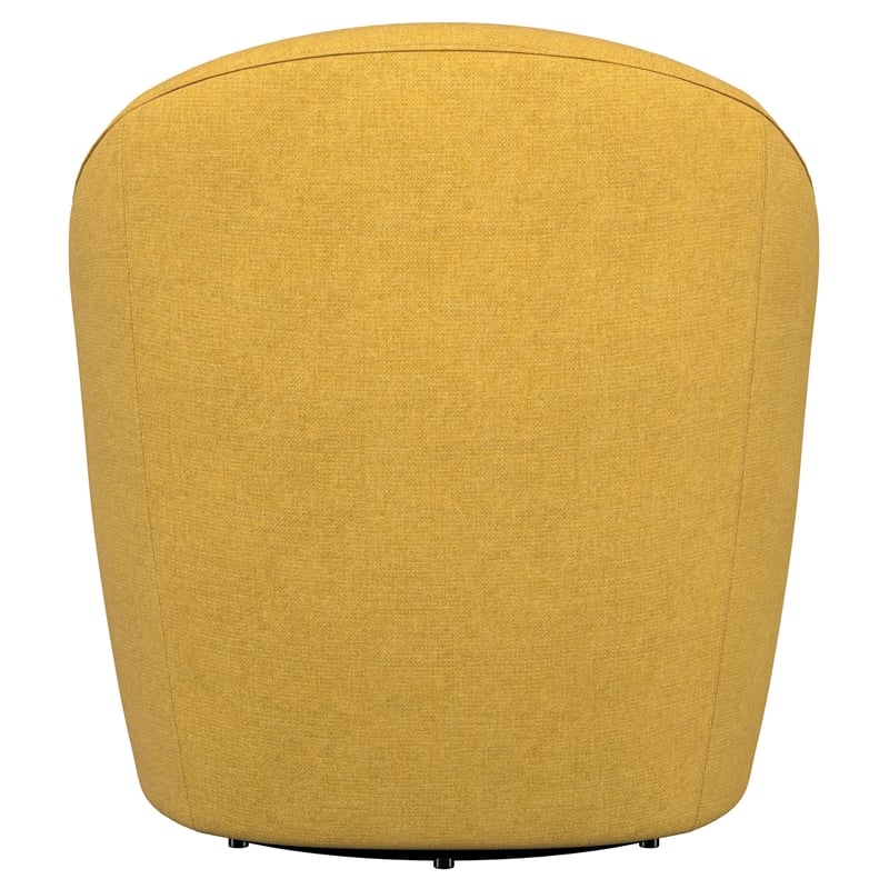 Pemberly Row Set of 2 Upholstered Barrel Accent Swivel Chairs in Mustard Yellow
