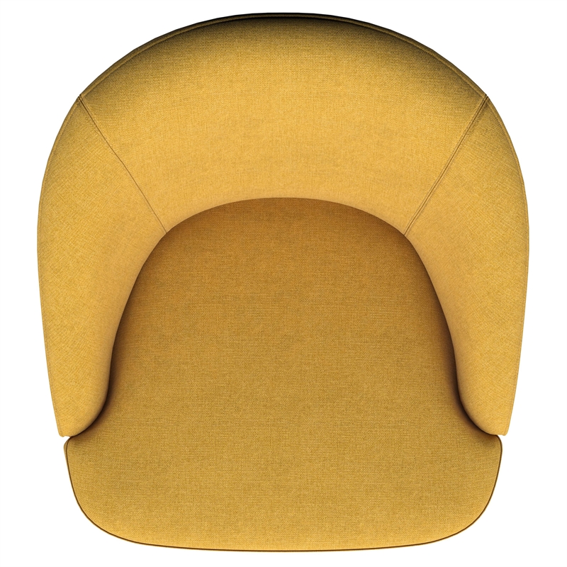 Pemberly Row Set of 2 Upholstered Barrel Accent Swivel Chairs in Mustard Yellow