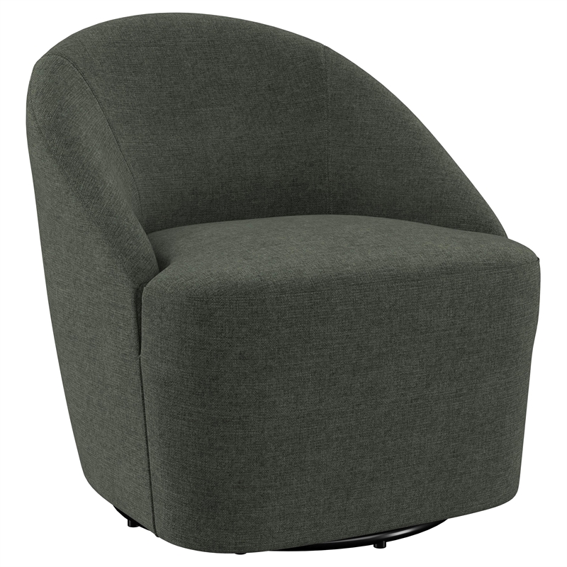 Pemberly Row Set of 2 Upholstered Barrel Accent Swivel Chairs in Hunter Green