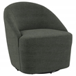 Pemberly Row Set of 2 Upholstered Barrel Accent Swivel Chairs in Hunter Green