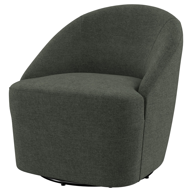Pemberly Row Set of 2 Upholstered Barrel Accent Swivel Chairs in Hunter Green