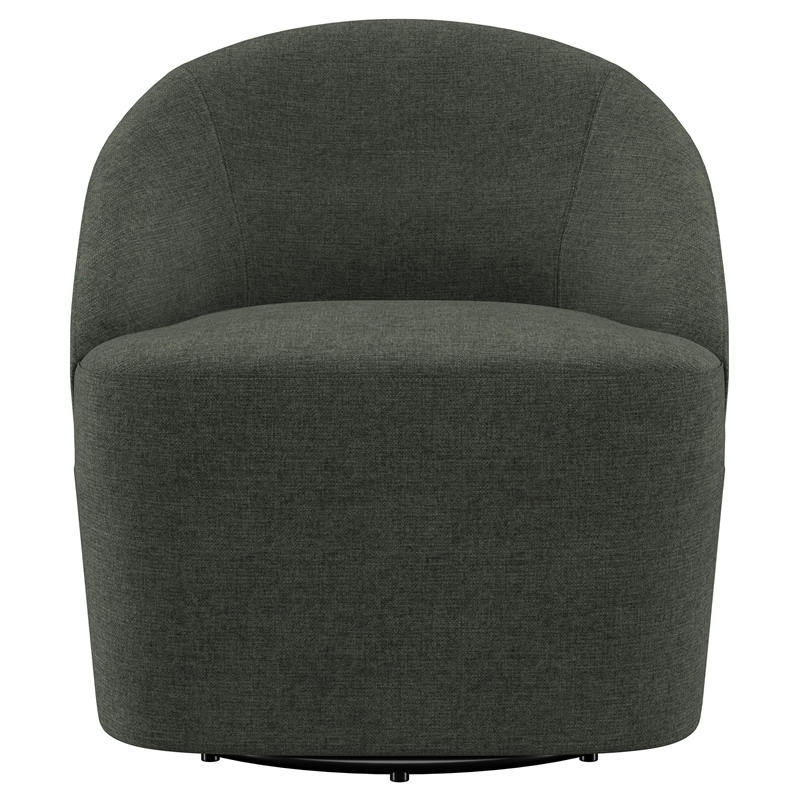 Pemberly Row Set of 2 Upholstered Barrel Accent Swivel Chairs in Hunter Green