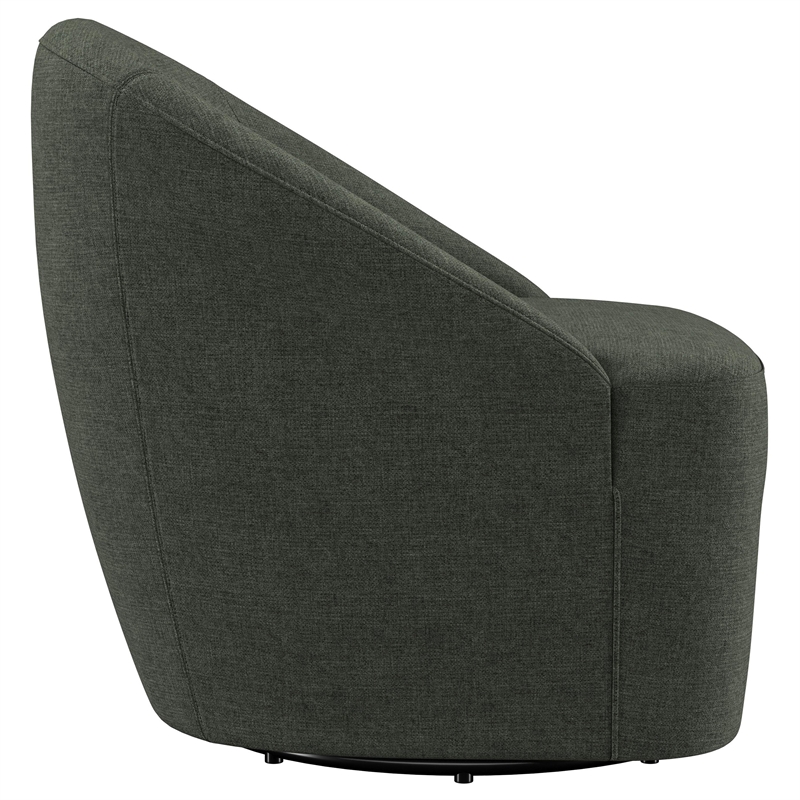 Pemberly Row Set of 2 Upholstered Barrel Accent Swivel Chairs in Hunter Green