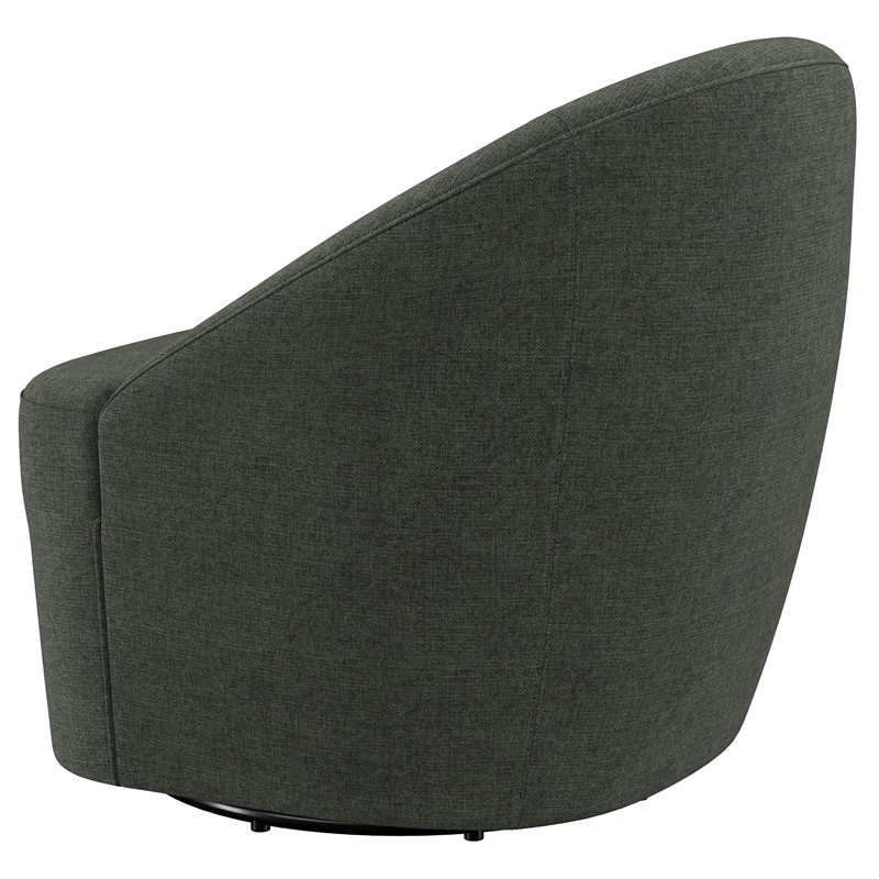 Pemberly Row Set of 2 Upholstered Barrel Accent Swivel Chairs in Hunter Green