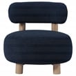 Pemberly Row Set of 2 Boucle Upholstered Barrel Back Accent Chairs in Blue