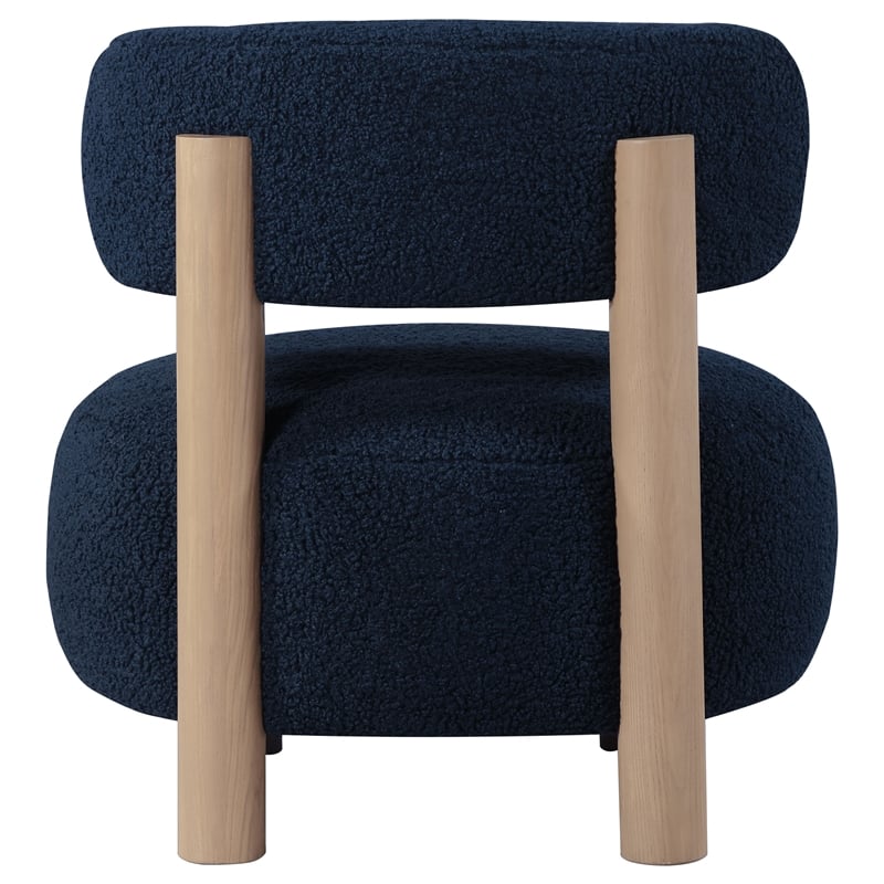 Pemberly Row Set of 2 Boucle Upholstered Barrel Back Accent Chairs in Blue
