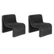 Pemberly Row Set of 2 Upholstered Curved Armless Accent Chairs in Black
