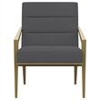 Pemberly Row Set of 2 Upholstered Metal Arm Accent Chairs in Dark Grey
