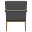 Pemberly Row Set of 2 Upholstered Metal Arm Accent Chairs in Dark Grey