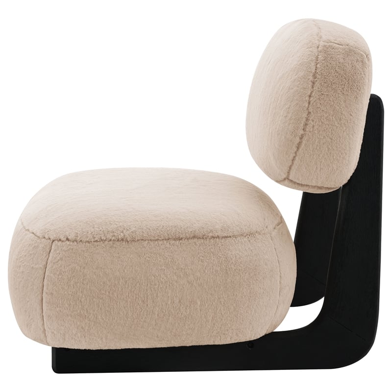Pemberly Row Set of 2 Upholstered Armless Accent Chairs in Camel