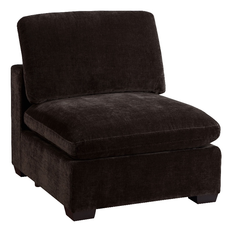 Pemberly Row Set of 2 Upholstered Armless Chairs in Dark Chocolate