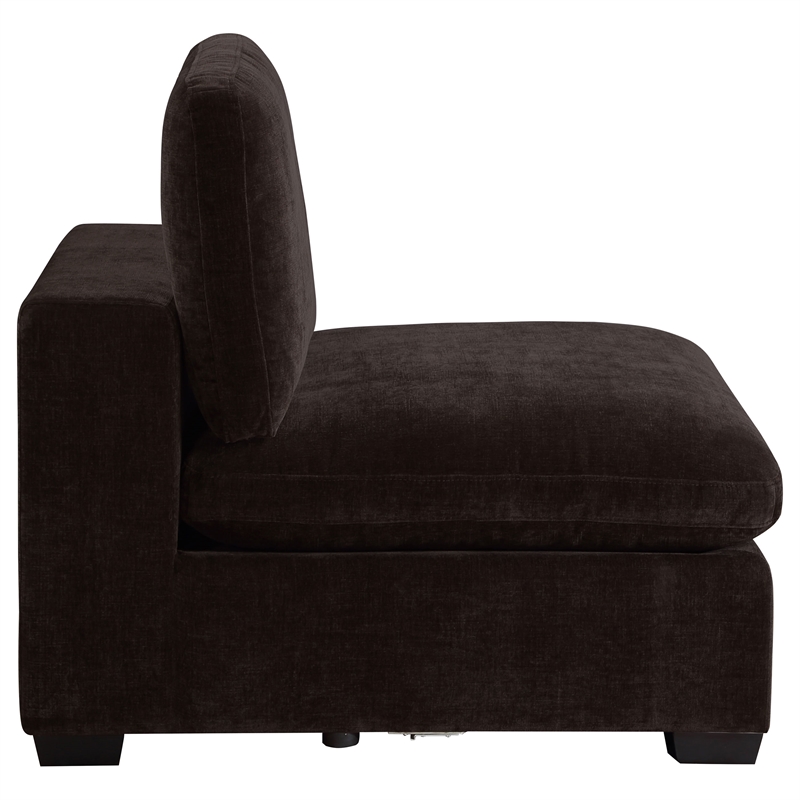 Pemberly Row Set of 2 Upholstered Armless Chairs in Dark Chocolate