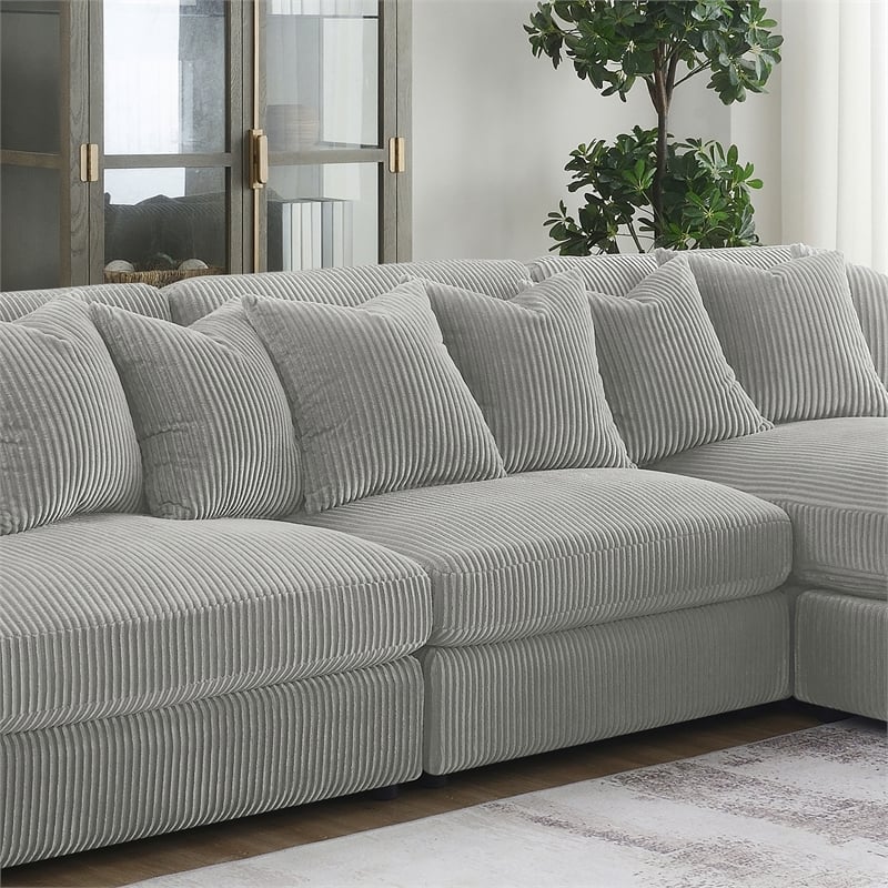 Pemberly Row Set of 2 Modern Upholstered Armless Chairs in Fog