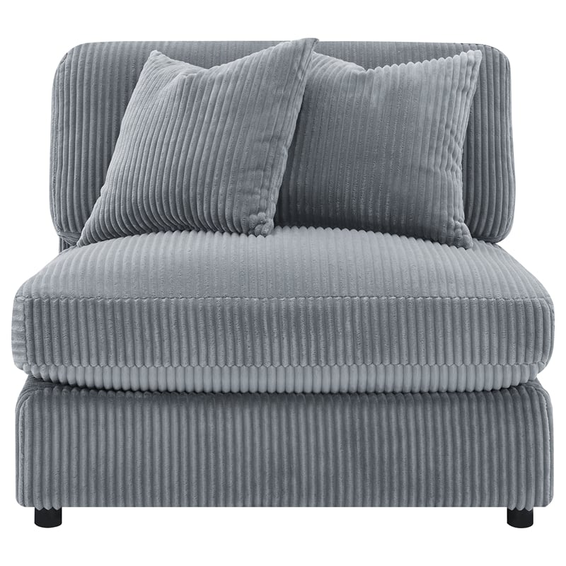 Pemberly Row Set of 2 Modern Upholstered Armless Chairs in Fog