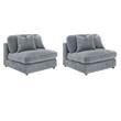 Pemberly Row Set of 2 Modern Upholstered Armless Chairs in Fog