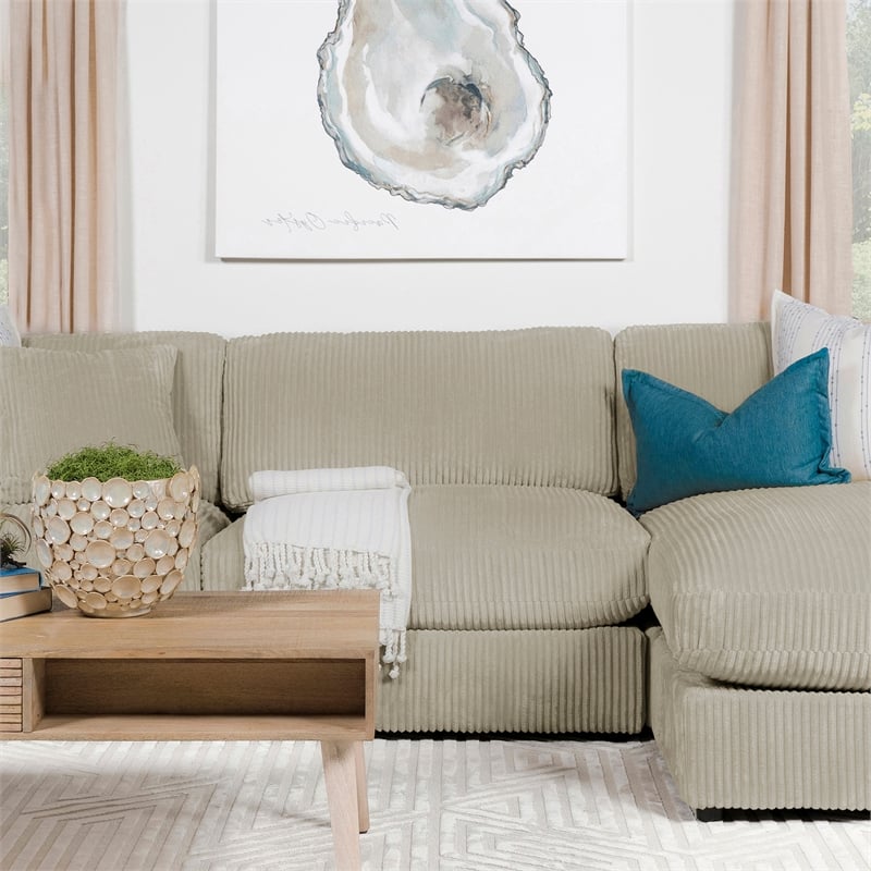 Pemberly Row Set of 2 Modern Upholstered Armless Chairs in Sand