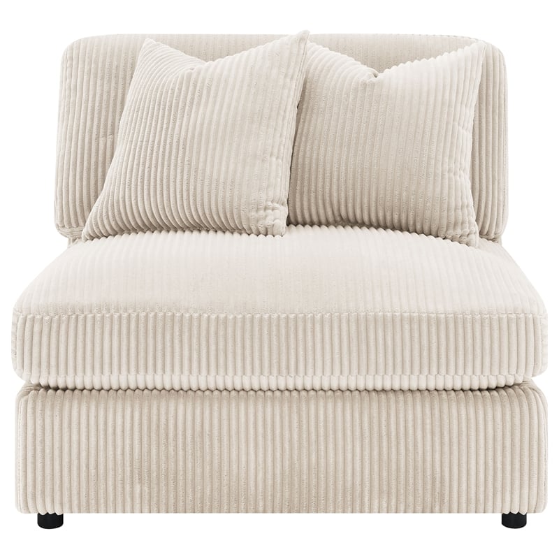 Pemberly Row Set of 2 Modern Upholstered Armless Chairs in Sand