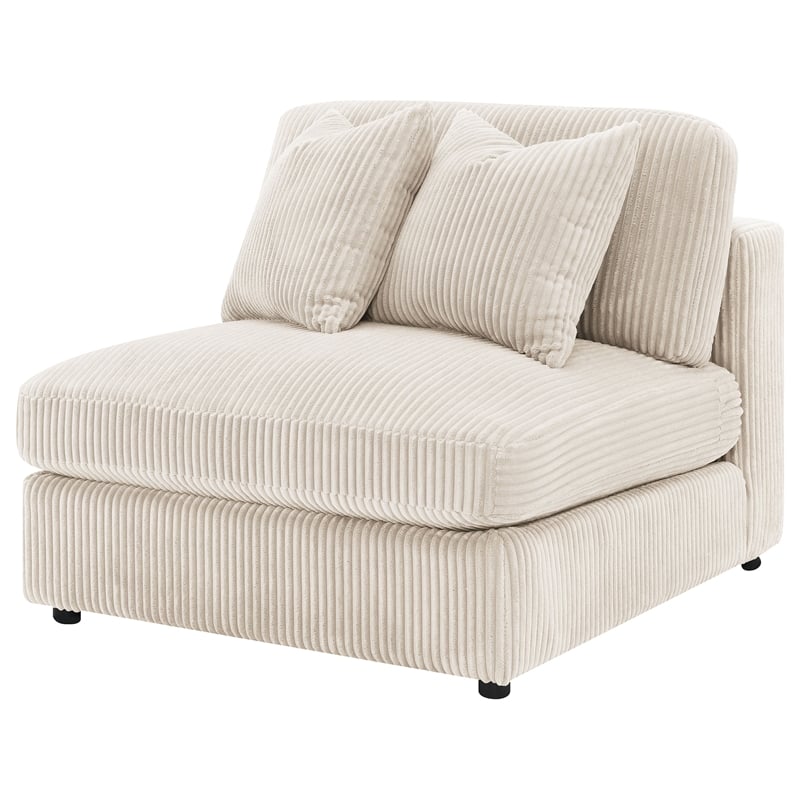 Pemberly Row Set of 2 Modern Upholstered Armless Chairs in Sand