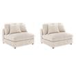 Pemberly Row Set of 2 Modern Upholstered Armless Chairs in Sand