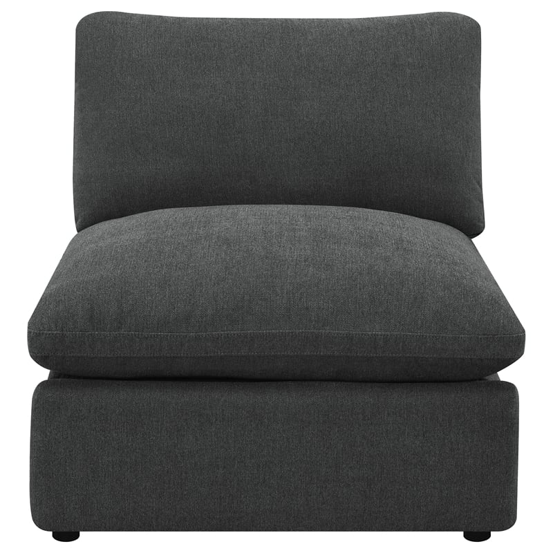 Pemberly Row Set of 2 Modern Modular Armless Chairs in Dark Grey