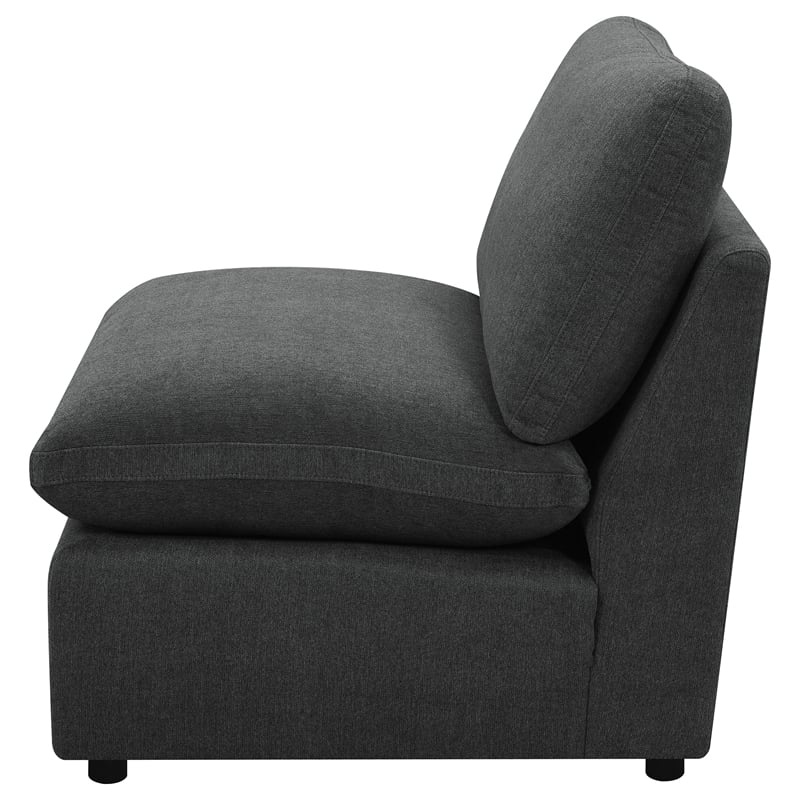 Pemberly Row Set of 2 Modern Modular Armless Chairs in Dark Grey