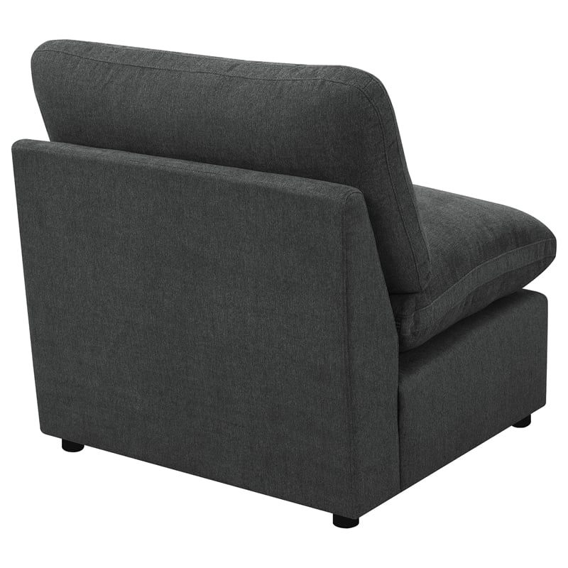 Pemberly Row Set of 2 Modern Modular Armless Chairs in Dark Grey