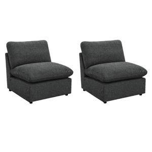 Pemberly Row Set of 2 Modern Modular Armless Chairs in Dark Grey