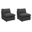 Pemberly Row Set of 2 Modern Modular Armless Chairs in Dark Grey
