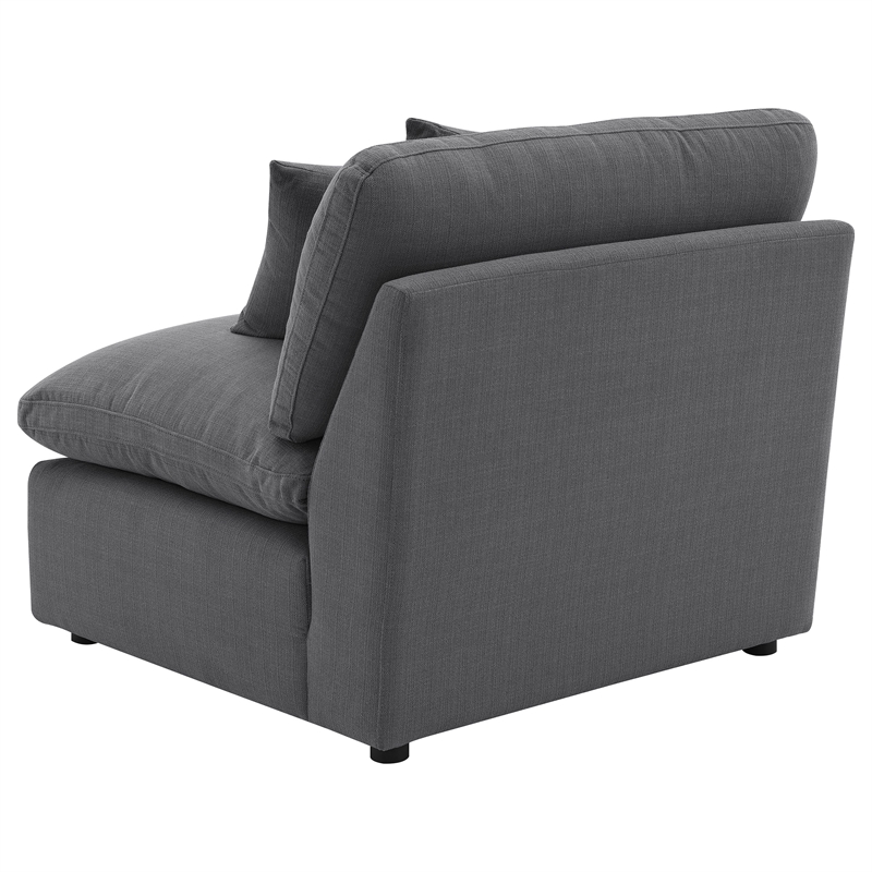 Pemberly Row Set of 2 Modern Upholstered Armless Chairs in Charcoal