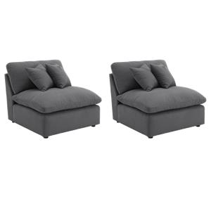 Pemberly Row Set of 2 Modern Upholstered Armless Chairs in Charcoal