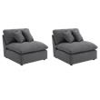 Pemberly Row Set of 2 Modern Upholstered Armless Chairs in Charcoal