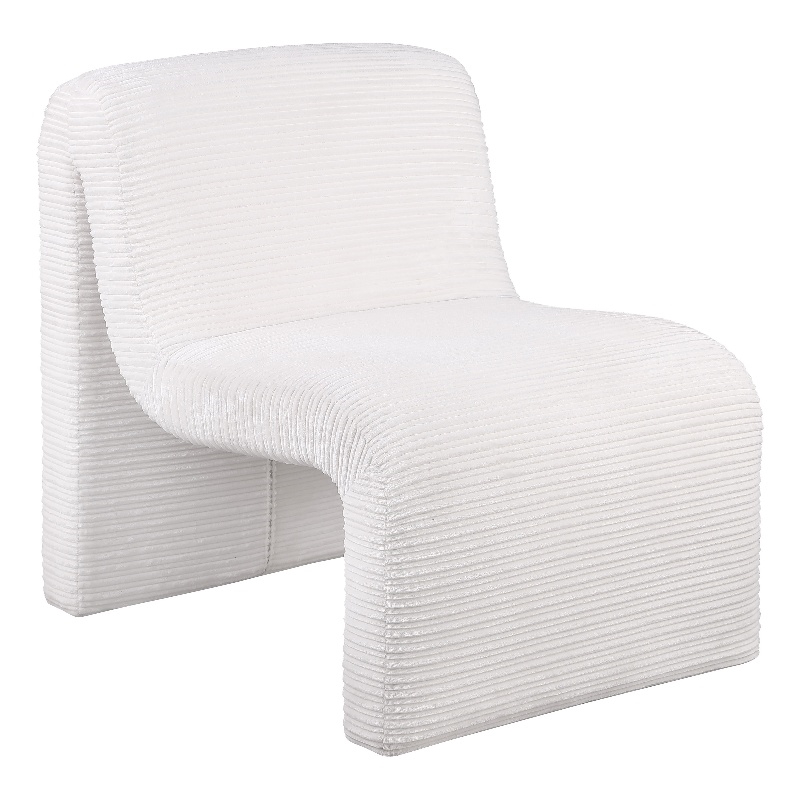 Pemberly Row Set of 2 Upholstered Curved Armless Accent Chairs in Ivory