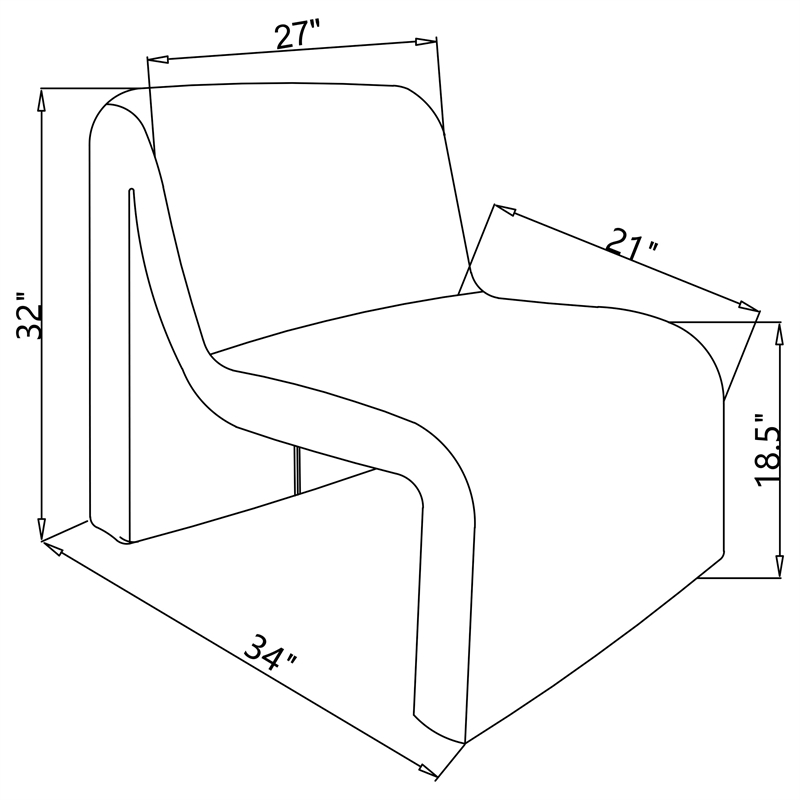 Pemberly Row Set of 2 Upholstered Curved Armless Accent Chairs in Ivory