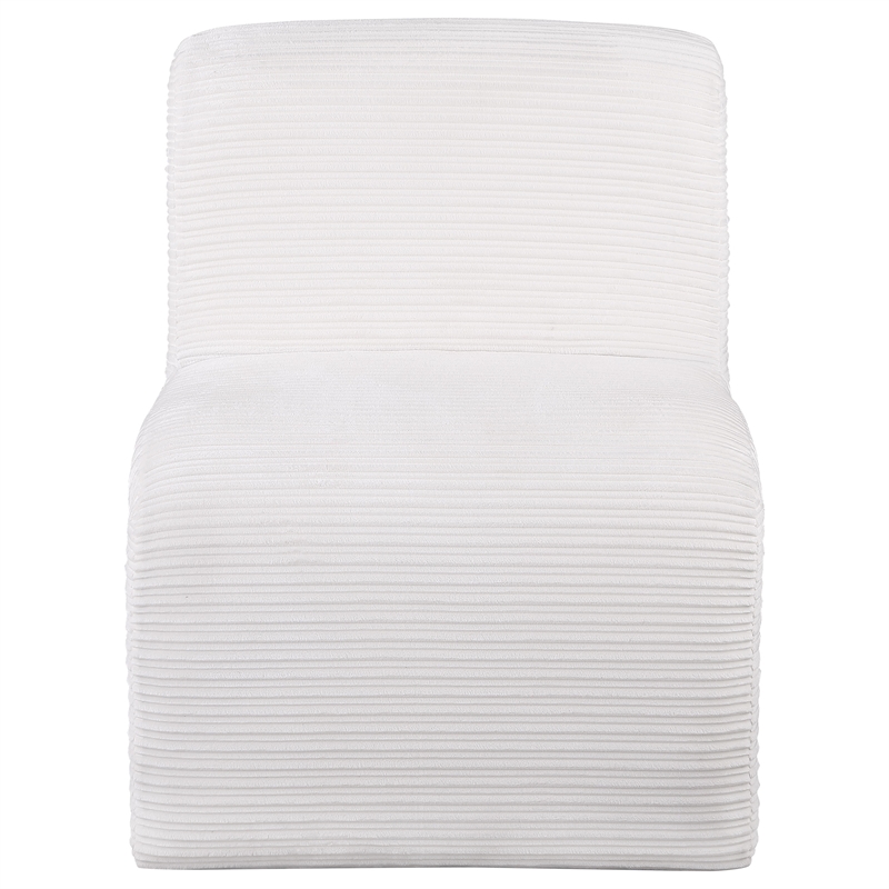 Pemberly Row Set of 2 Upholstered Curved Armless Accent Chairs in Ivory