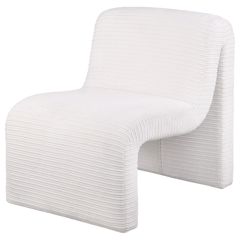 Pemberly Row Set of 2 Upholstered Curved Armless Accent Chairs in Ivory