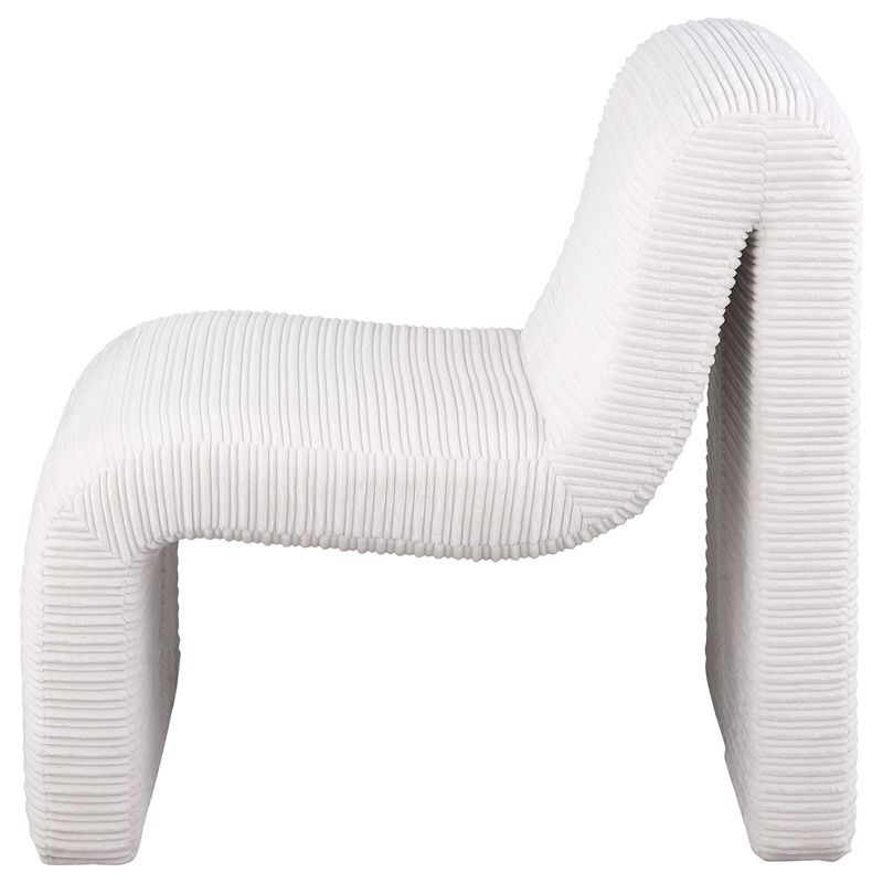 Pemberly Row Set of 2 Upholstered Curved Armless Accent Chairs in Ivory