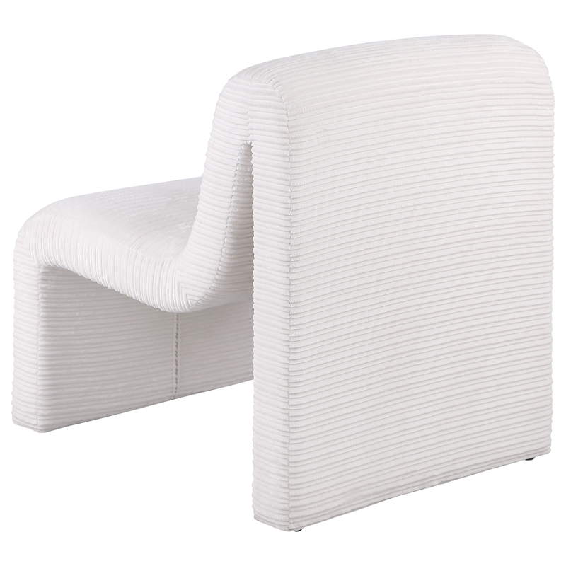 Pemberly Row Set of 2 Upholstered Curved Armless Accent Chairs in Ivory