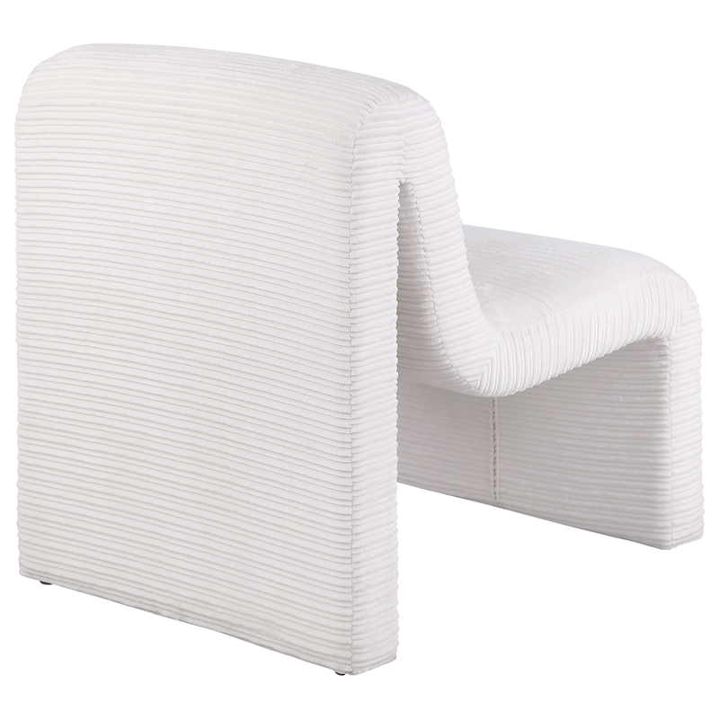 Pemberly Row Set of 2 Upholstered Curved Armless Accent Chairs in Ivory