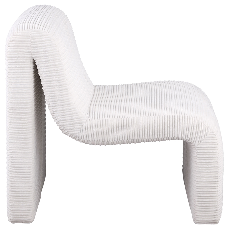 Pemberly Row Set of 2 Upholstered Curved Armless Accent Chairs in Ivory